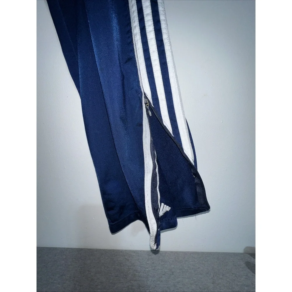 Adidas Track‎ Pants Men's XL Blue 3 Stripes VTG 2004 Ankle Zip Polyester